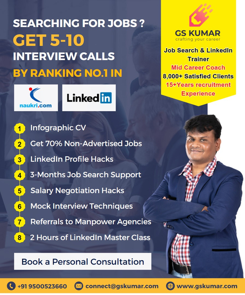 Cover photo of GS Kumar - Best CV Writing & Resume Writing Services Bangalore